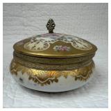 Porcelain Lidded Box With Gold Accents