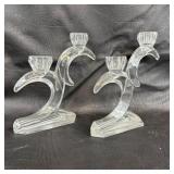 Clear Glass Double Candle Holders