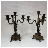 Antique French Five-Arm Candelabras