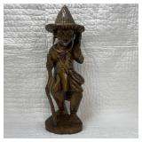 Vintage Hand-Carved Wood Caribbean Statue
