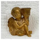 Gold-Tone Angel Figurine Holding Vessel