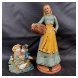 Two Ceramic Figurines With Painted Details