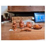 Five Hand-Carved Wooden Figurines