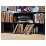 Black Storage Unit with Vinyl Records