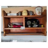 Wooden Wall Shelf With Assorted Items