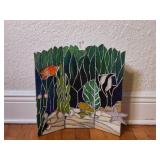 Stained Glass Ocean-Themed Panel