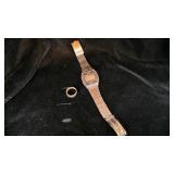 Casio Wristwatch and Metal Ring Set
