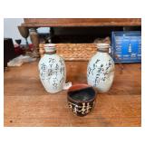 Ceramic Sake Bottles and Cup