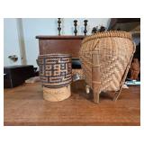 Two Handwoven Baskets With Unique Patterns