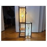 Two-Tier Bamboo and Fabric Floor Lamp