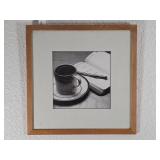 Framed Coffee and Book Black-and-White Print