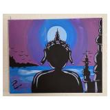 Buddha Canvas Painting in Purple Tones