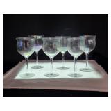 Six Iridescent Stemmed Glasses