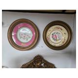 Vintage Floral Pattern Plates in Wooden Frames