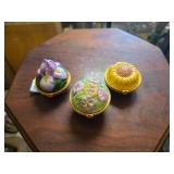 Floral Porcelain Trinket Boxes w/ Lid