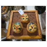 Vintage Wooden Snowman Trinket Boxes - Set of 3