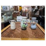 Three Mini Vases (L)Salt Glazed Stoneware Pitcher