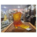 Fenton Amberina Glass Boot