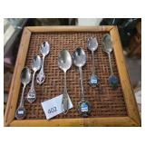 Seven Souvenir Spoons w/ Enamel Accents