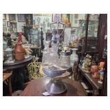 Glass & Metal Cruet Set on Stand