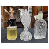 Three Decorative Glass Perfume Bottles