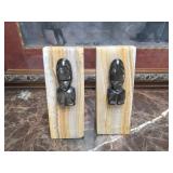 Carved Granite Soldier Bookends