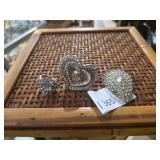 Heart - Shaped Jewelry Set w/ Rhinestones