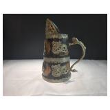 Metal & Wood Pitcher w/ Ornate Handle