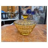 Vintage Amber Glass Candy Dish w/ Lid