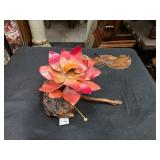 copper Lotus Sculpture w/ Wood Base