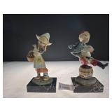 Figurines of Boy w/ Accordion & Girl w/ Basket