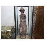 Wooden Tribal Sculpture in Glass Case
