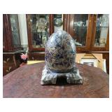 Patterned Decorative Egg w/ Stone Base