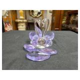 Twin Crystal Swan Figurine w/ Purple Accents
