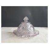 Clear Pressed Glass Dome Covered Cheese Dish