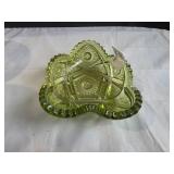 Green Glass Bowl w/ Scalloped Edge