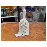 Vintage White Ceramic Hand Bell w/ Floral