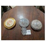Three Compact Mirrors w/ Metal & Enamel Details