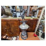 Silver Trophy Cup w/ Female Golfer Statue