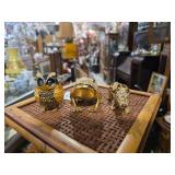 Three Rhinestone Animal (Owl, Frog, Hippo)