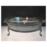Metal & Glass Footed Serving Dish