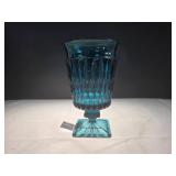 Blue Glass Goblet w/ Diamond Pattern