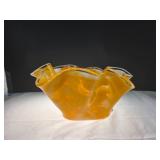 Amber - Colored Glass Bowl w/ Ruffled Rim