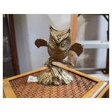 Metal Owl perched on tree Figurine w