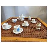Miniature Dollhouse Porcelain Tea Set w/ Blue