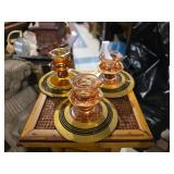 Three Art Deco Era Pink Depression Cambridge