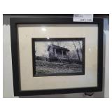 Rural Log Cabin Scene - Black & White
