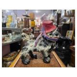 Ceramic Scottish Terrier Figurine w/ Red Hat