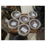 6 Glass Coasters w/ Sterling Silver rims