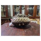 Antique silver repousse bowl w/ grapes & leafs
